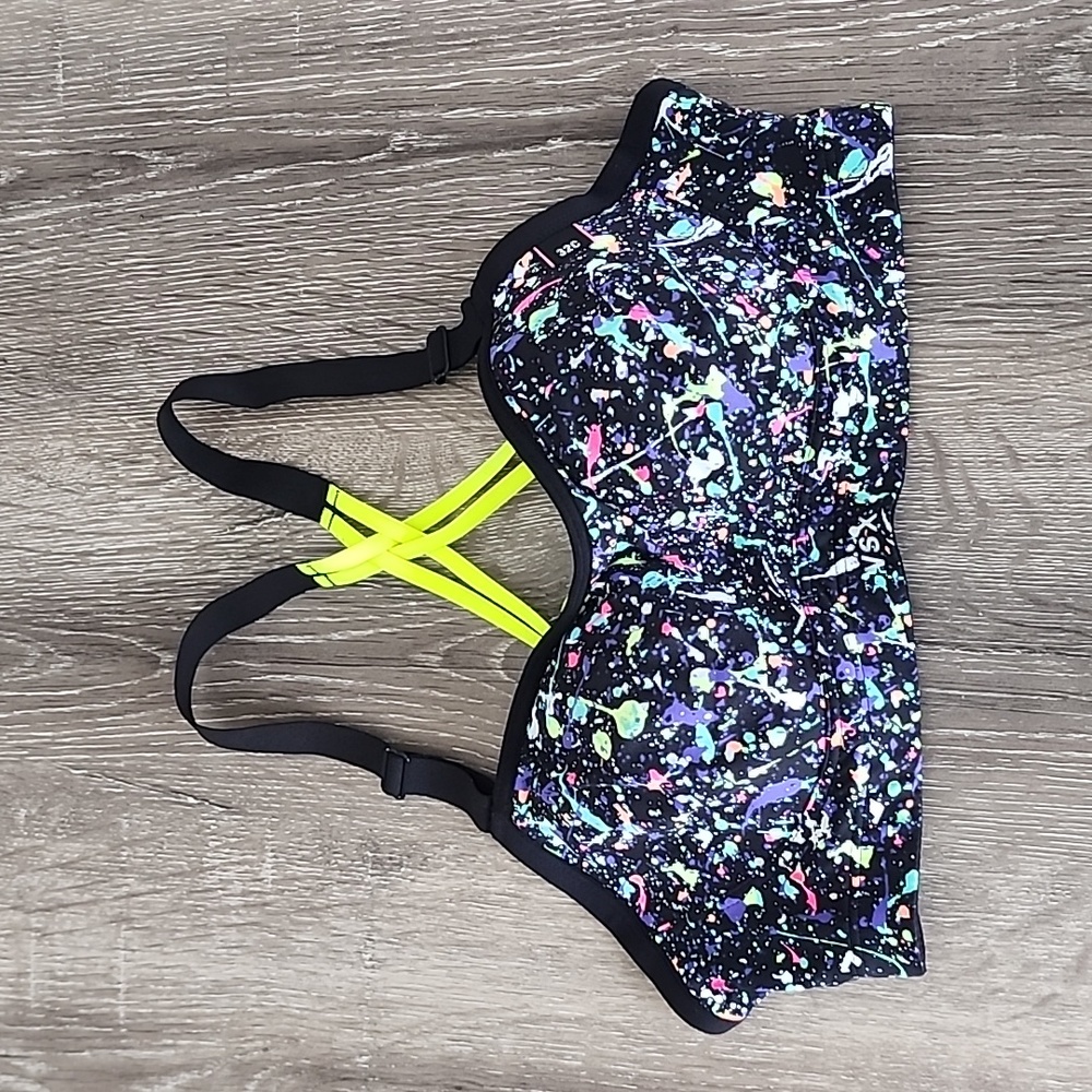 VSX Victoria's Secret Sport Angel Power Up Glow in the Dark Splatter Paint Bra